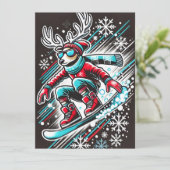 Carte de Noël Reindeer Snowboard cool Pour Garçons (Debout devant)