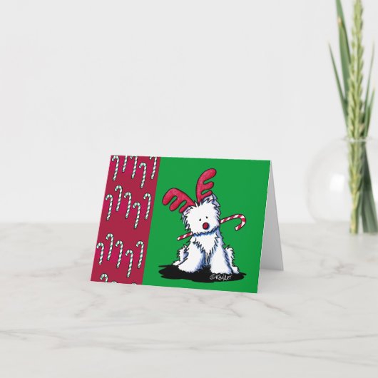 Carte de Noël Reindeer Westie (Devant)