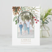 Carte de Noël religieuse Christ en or est né (Debout devant)