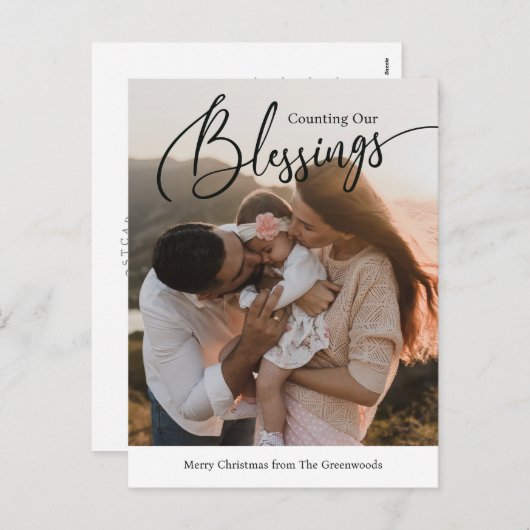 Carte de Noël religieuse de bénédictions comptées (Devant / Derrière)