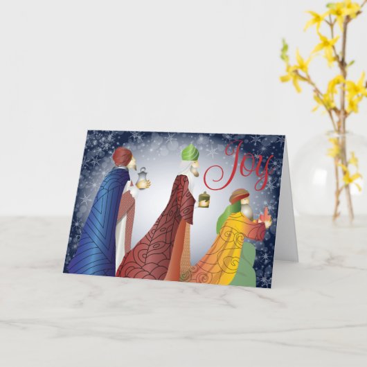 Carte de Noël religieuse des trois sages (Fleur jaune)
