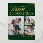 Carte de Noël religieuse en feuille métallique vér (Recto)