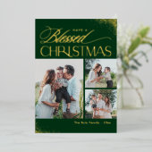 Carte de Noël religieuse en feuille métallique vér (Debout devant)