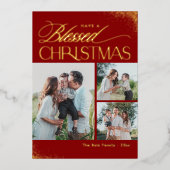 Carte de Noël religieuse en feuille métallique vér (Recto)