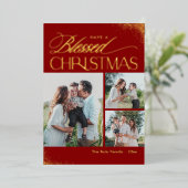 Carte de Noël religieuse en feuille métallique vér (Debout devant)