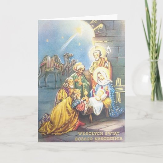 Carte de Noël religieuse vintage polonaise (Devant)