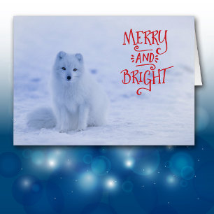 Carte de Noël Renard Arctique Blanc