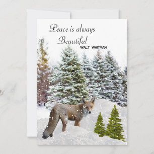 Carte de Noël renard plat La paix est belle