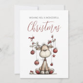 Carte de Noël Renne Fantaisiste (Devant)