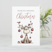 Carte de Noël Renne Fantaisiste (Debout devant)