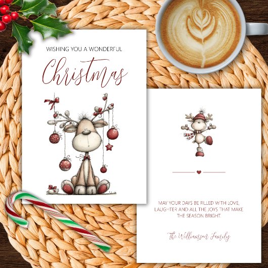 Carte de Noël Renne Fantaisiste