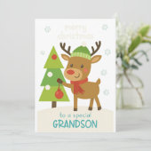 Carte de Noël Renne Mignon pour Petit-Fils (Debout devant)