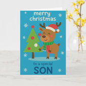 Carte de Noël Rennes pour Fils (Fleur jaune)