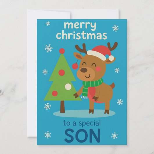 Carte de Noël Rennes pour Fils (Devant)