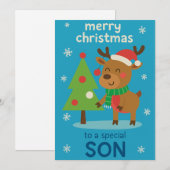 Carte de Noël Rennes pour Fils (Devant / Derrière)