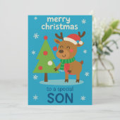Carte de Noël Rennes pour Fils (Debout devant)