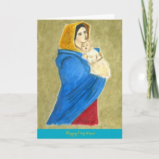 Carte de Noël représentant la Vierge et l'enfant (Devant)