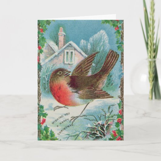 Carte de Noël représentant un robin (Devant)