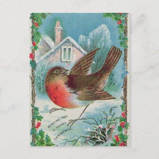 Carte de Noël représentant un robin (Devant)