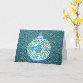 Carte de Noël rétro Aqua Blue (Fleur jaune)