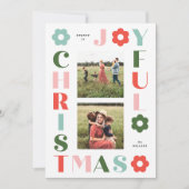 Carte de Noël rétro aux couleurs vives et joyeuses (Devant)