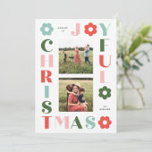 Carte de Noël rétro aux couleurs vives et joyeuses (Debout devant)