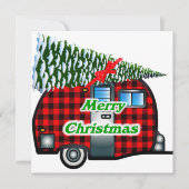 Carte de Noël rétro Camping Plaid n Arbre (Devant)
