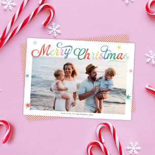 Carte de Noël Rétro Couleur Joyeux Noël Une Photo
