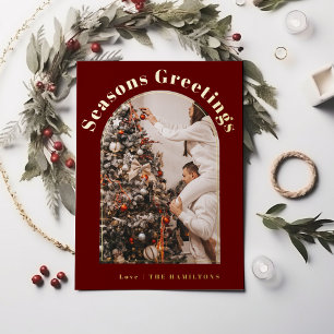 Carte de Noël Retro Foil carte Joyeuses Fêtes