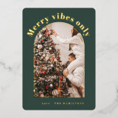 Carte de Noël Retro Foil | Carte Merry Vibes uniqu (Recto)