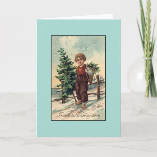 Carte de Noël Retro German Fröhliche Weihnachten (Devant)