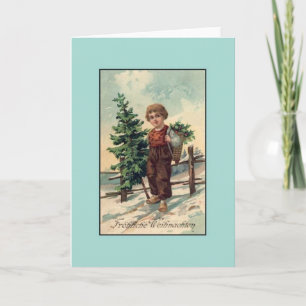 Carte de Noël Retro German Fröhliche Weihnachten
