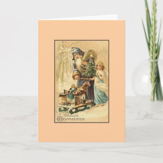 Carte de Noël Retro German Fröhliche Weihnachten (Devant)