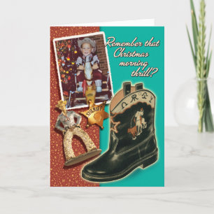 Carte de Noël rétro Hobby Horse vintage