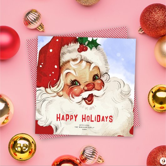 Carte de Noël Retro Jolly Père Noël non photo