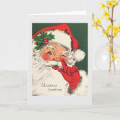 Carte de Noël Retro Père Noël (Fleur jaune)