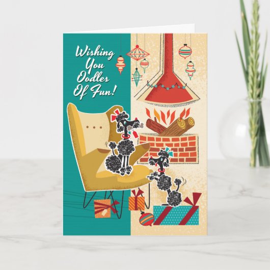 Carte de Noël Retro Poodles (Devant)