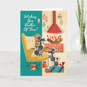 Carte de Noël Retro Poodles
