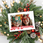 Carte de Noël Retro Red Script Merry Christmas Une