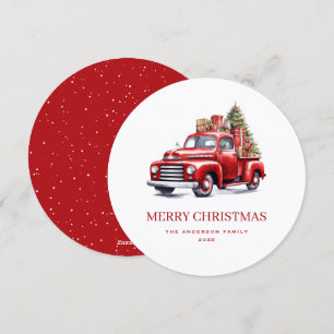 Carte de Noël Retro Red Truck Merry