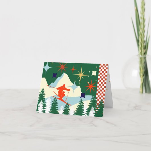 Carte de Noël Retro Ski (Devant)