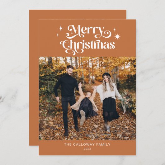 Carte de Noël Retro Terracotta (Devant / Derrière)