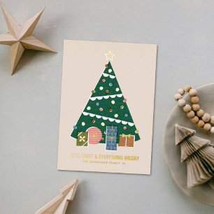 Carte de Noël Rétro Vintage Arbre de Noël en Feuil