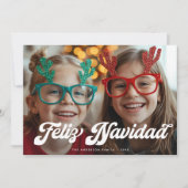 Carte de Noël Retro White Script Feliz Navidad Une (Devant)