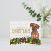 Carte de Noël Rhodesian Ridgeback (Debout devant)