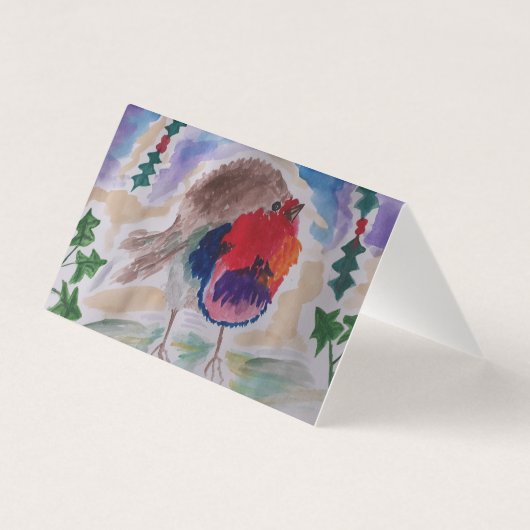 Carte de Noël Robin Art Abstrait (Back)