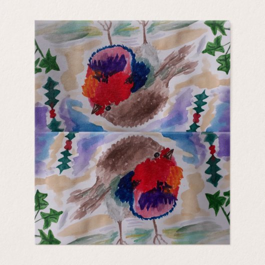 Carte de Noël Robin Art Abstrait (Outside Unfolded)