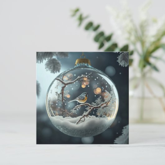 Carte de Noël Robin Globe (Debout devant)