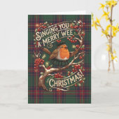 Carte de Noël Robin Tartan (Fleur jaune)