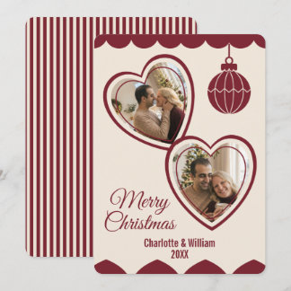 Carte de Noël romantique marron personnalisée avec